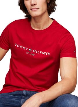 Camiseta Tommy Hilfiger Logo Rojo Para Hombre