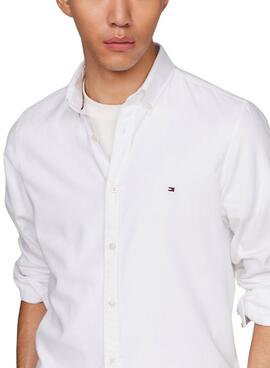 Camisa Tommy Hilfiger Flex Dobby Blanco Para Hombre