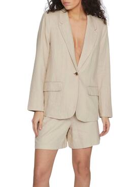 Blazer Vila Jolanda Beige Para Mujer