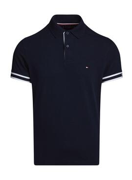 Polo Tommy Hilfiger Monotype Cuff Marino Para Hombre