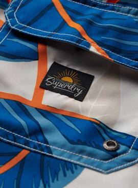 Bañador Superdry Hawaiian Azul y Blanco Para Hombre