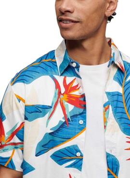 Camisa Superdry Hawaian Azul Para Hombre