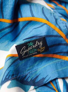 Camisa Superdry Hawaian Azul Para Hombre