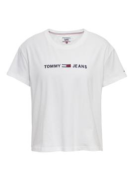 Camiseta Tommy Jeans Boxy Clean Logo Blanco Mujer