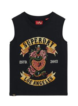 Camiseta Superdry Tattoo Tank Negro Para Mujer