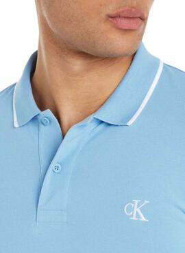 Polo Calvin Klein Jeans Tipping Slim Azul Para Hombre