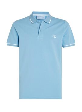 Polo Calvin Klein Jeans Tipping Slim Azul Para Hombre