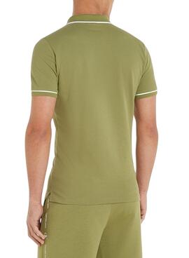 Polo Calvin Klein Tipping Verde Para Hombre