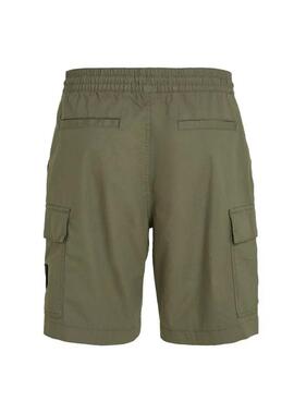 Bermudas Calvin Klein Washed Cargo Verde Para Hombre