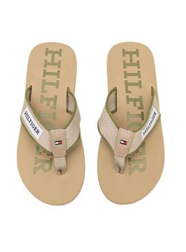 Chanclas Tommy Hilfiger Patch Beige Para Hombre