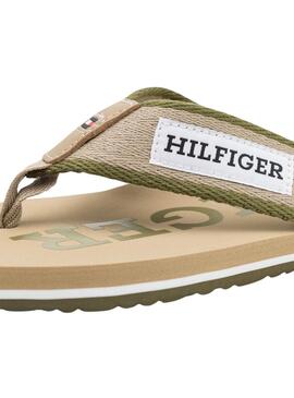 Chanclas Tommy Hilfiger Patch Beige Para Hombre