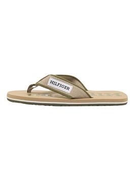 Chanclas Tommy Hilfiger Patch Beige Para Hombre