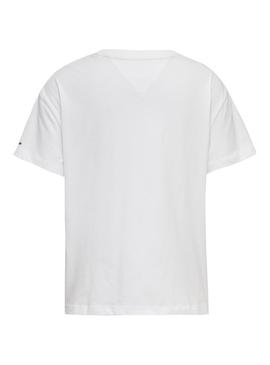 Camiseta Tommy Jeans Boxy Clean Logo Blanco Mujer