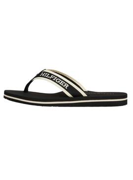 Chanclas Tommy Hilfiger Webbing Negro Para Mujer