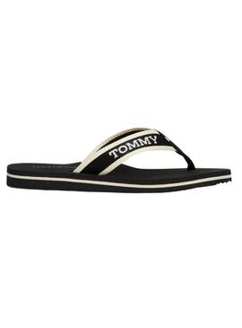 Chanclas Tommy Hilfiger Webbing Negro Para Mujer