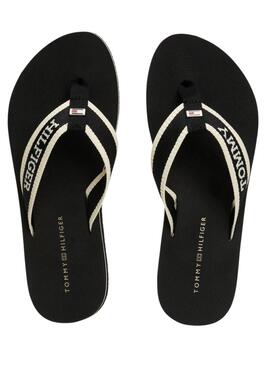 Chanclas Tommy Hilfiger Webbing Negro Para Mujer