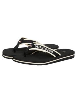 Chanclas Tommy Hilfiger Webbing Negro Para Mujer