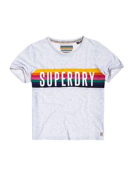 Camiseta Superdry Rainbow Gris Mujer