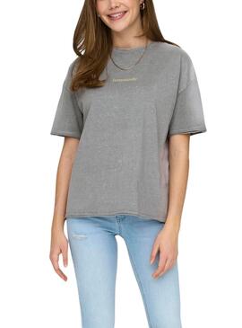 Camiseta Only Kinna Fruit Gris Para Mujer