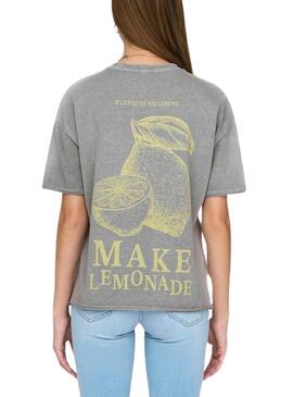 Camiseta Only Kinna Fruit Gris Para Mujer