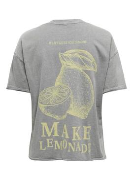 Camiseta Only Kinna Fruit Gris Para Mujer