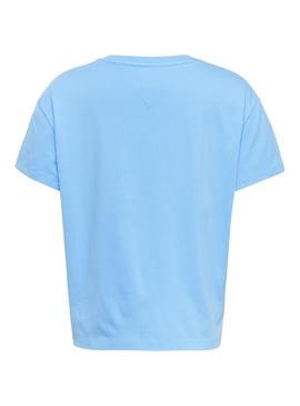Camiseta Tommy Jeans Boxy Clean Logo Azul Mujer