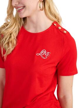 Camiseta Naf Naf Love Rojo Para Mujer