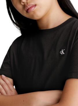 Camiseta Calvin Klein Mini Badge Negro Niño Niña