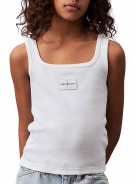 Camiseta Calvin Klein Rib Badge Blanco Niña