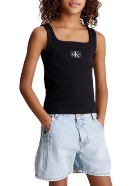 Camiseta Calvin Klein Badge Negro Para Niña
