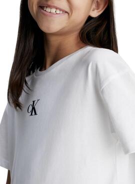 Camiseta Calvin Klein Logo Boxy Blanco Niña