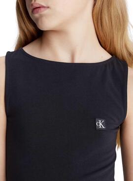 Vestido Calvin Klein Badge Tank Negro Niña