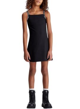 Vestido Calvin Klein Logo Tape Strap Negro Niña