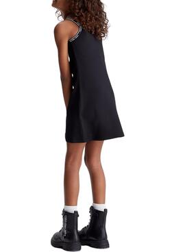 Vestido Calvin Klein Logo Tape Strap Negro Niña