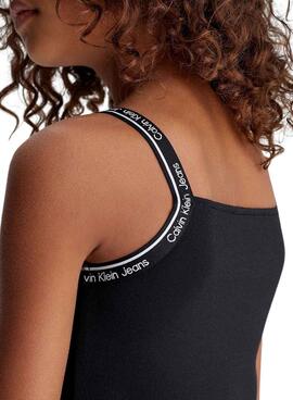 Vestido Calvin Klein Logo Tape Strap Negro Niña
