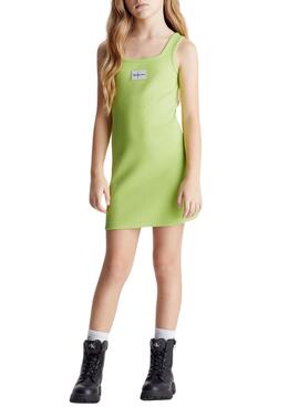 Vestido Calvin Klein Rib Badge Verde Niña
