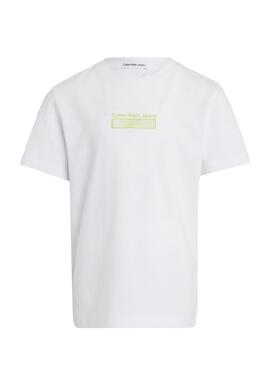 Camiseta Calvin Klein Wave Print Blanco Para Niño