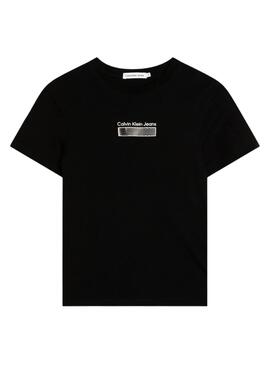 Camiseta Calvin Klein Wave Print Negro Para Niño