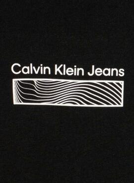 Camiseta Calvin Klein Wave Print Negro Para Niño