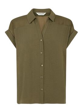 Camisa Naf Naf Semitransparente Verde Para Mujer