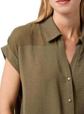 Camisa Naf Naf Semitransparente Verde Para Mujer