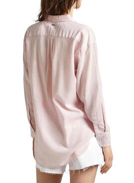 Camisa Pepe Jeans Philly Lino Rosa Para Mujer