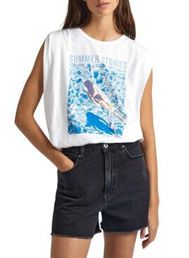 Camiseta Pepe  Jeans Laenor Blanco Para Mujer