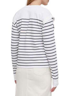 Jersey Pepe Jeans Jena Blanco y Azul Para Mujer