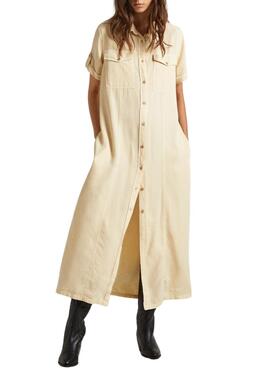 Vestido Pepe Jeans Evelinda Beige Para Mujer