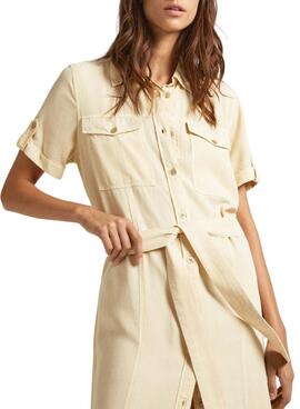 Vestido Pepe Jeans Evelinda Beige Para Mujer