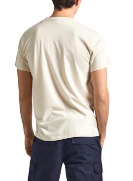 Camiseta Pepe Jeans Eggo Beige Para Hombre