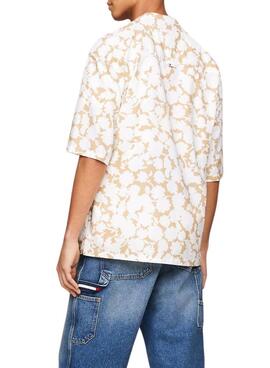 Camisa Tommy Jeans Relaxed Floral Aop Beige Para Hombre