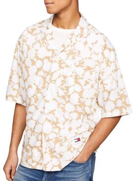 Camisa Tommy Jeans Relaxed Floral Aop Beige Para Hombre