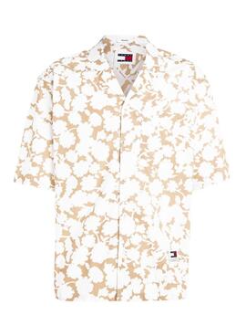 Camisa Tommy Jeans Relaxed Floral Aop Beige Para Hombre